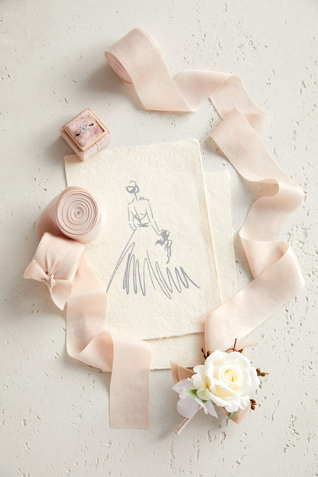 Matte Satin Ribbons 1.5" w x 6 Yards - Nude (Set of 3)丨Clearance
