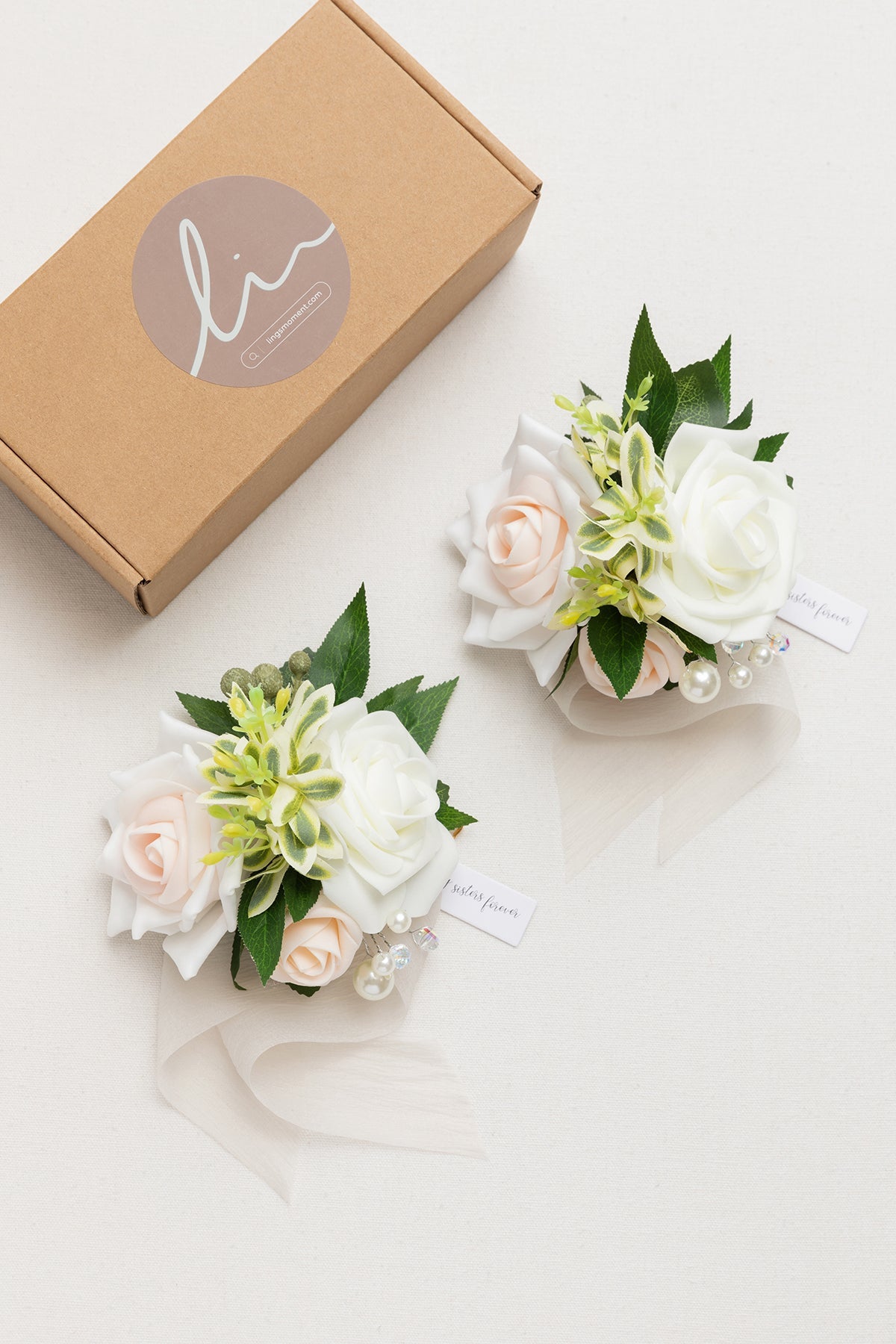 Wrist Corsages in Ivory & Cream (Set of 2)