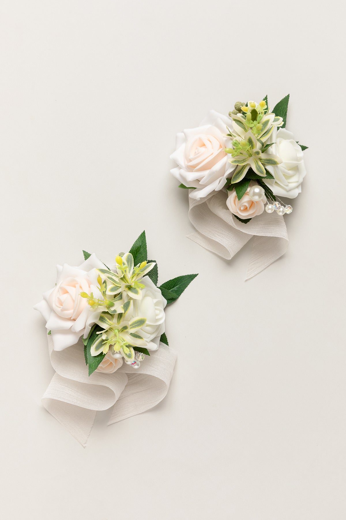 Wrist Corsages in Ivory & Cream (Set of 2)
