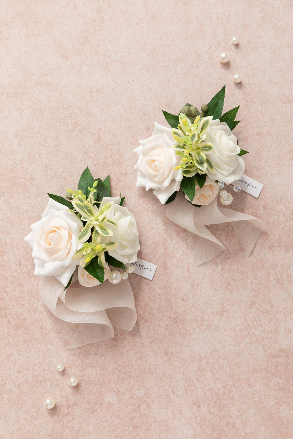 Wrist Corsages in Ivory & Cream (Set of 2)