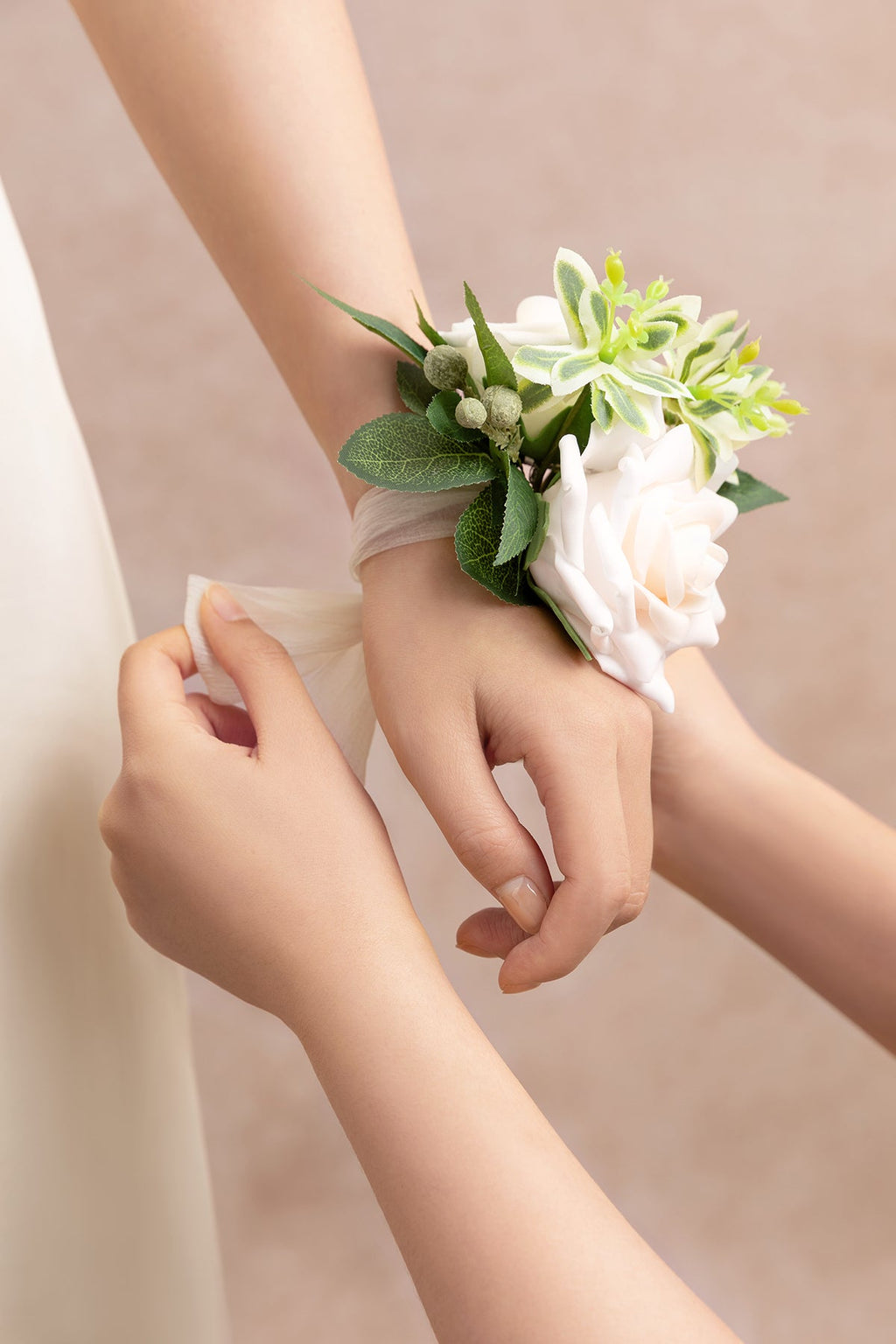 Wrist Corsages in Ivory & Cream (Set of 2)
