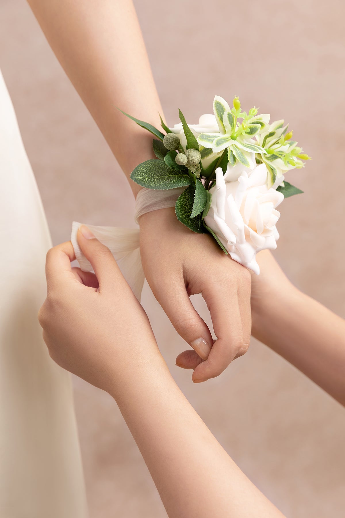 Wrist Corsages in Ivory & Cream (Set of 2)