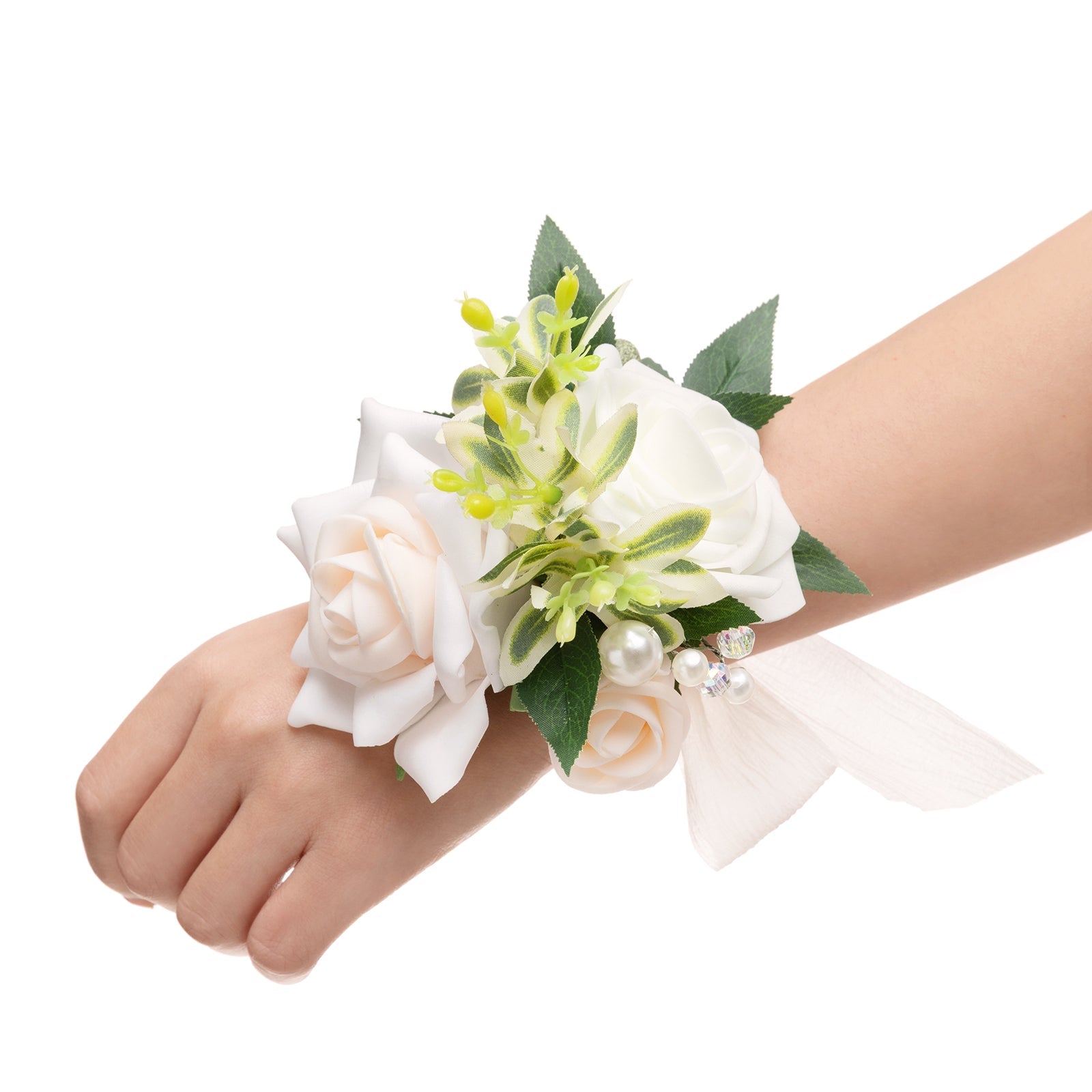 Wrist Corsages in Ivory & Cream (Set of 2)
