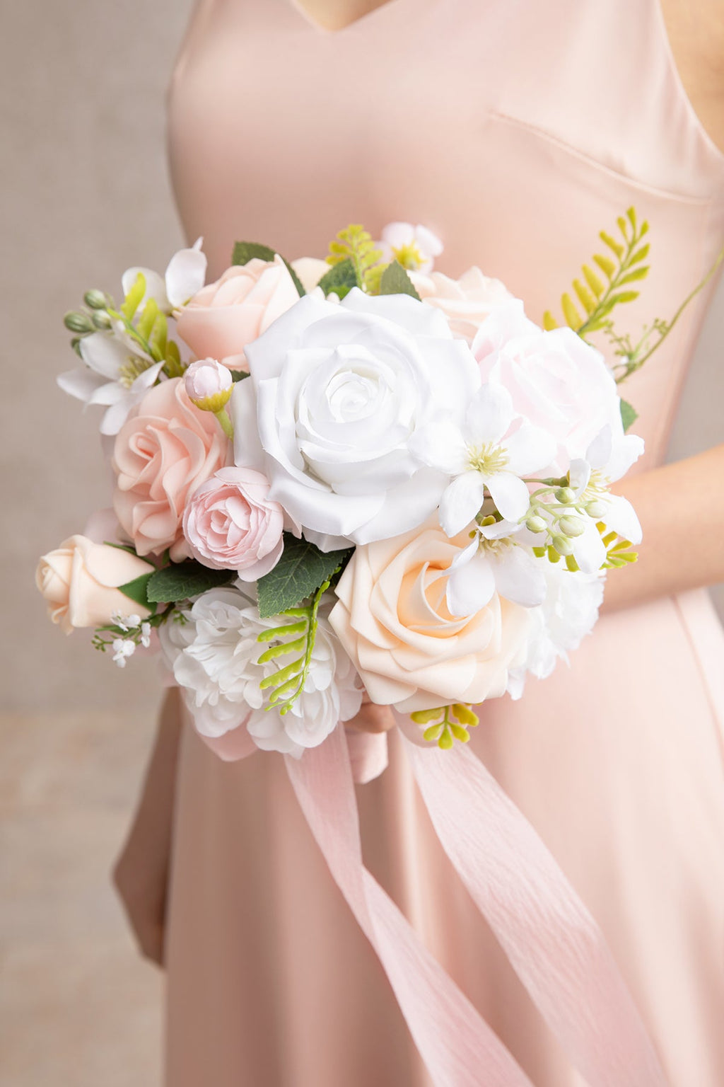 Round Bridesmaid Bouquets in Blush & Cream (Set of 1)