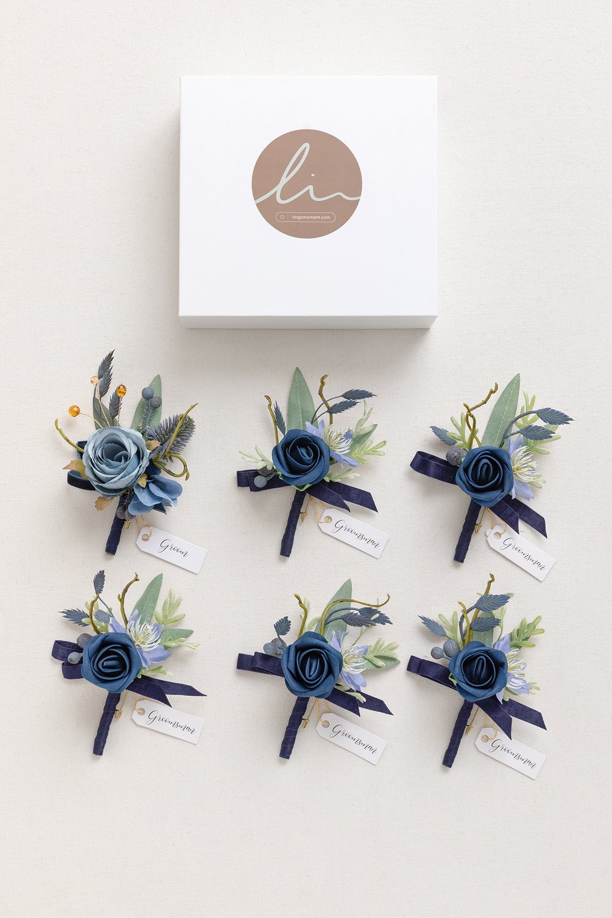 Boutonnieres in Dutch Blue & Navy Blue