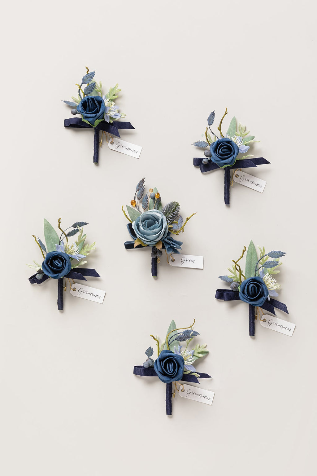 Boutonnieres in Dutch Blue & Navy Blue