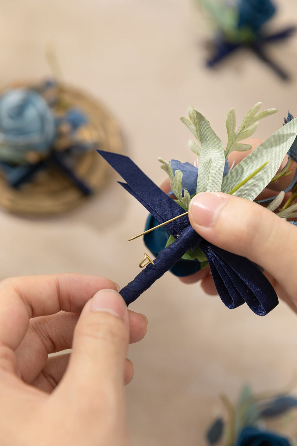 Boutonnieres in Dutch Blue & Navy Blue