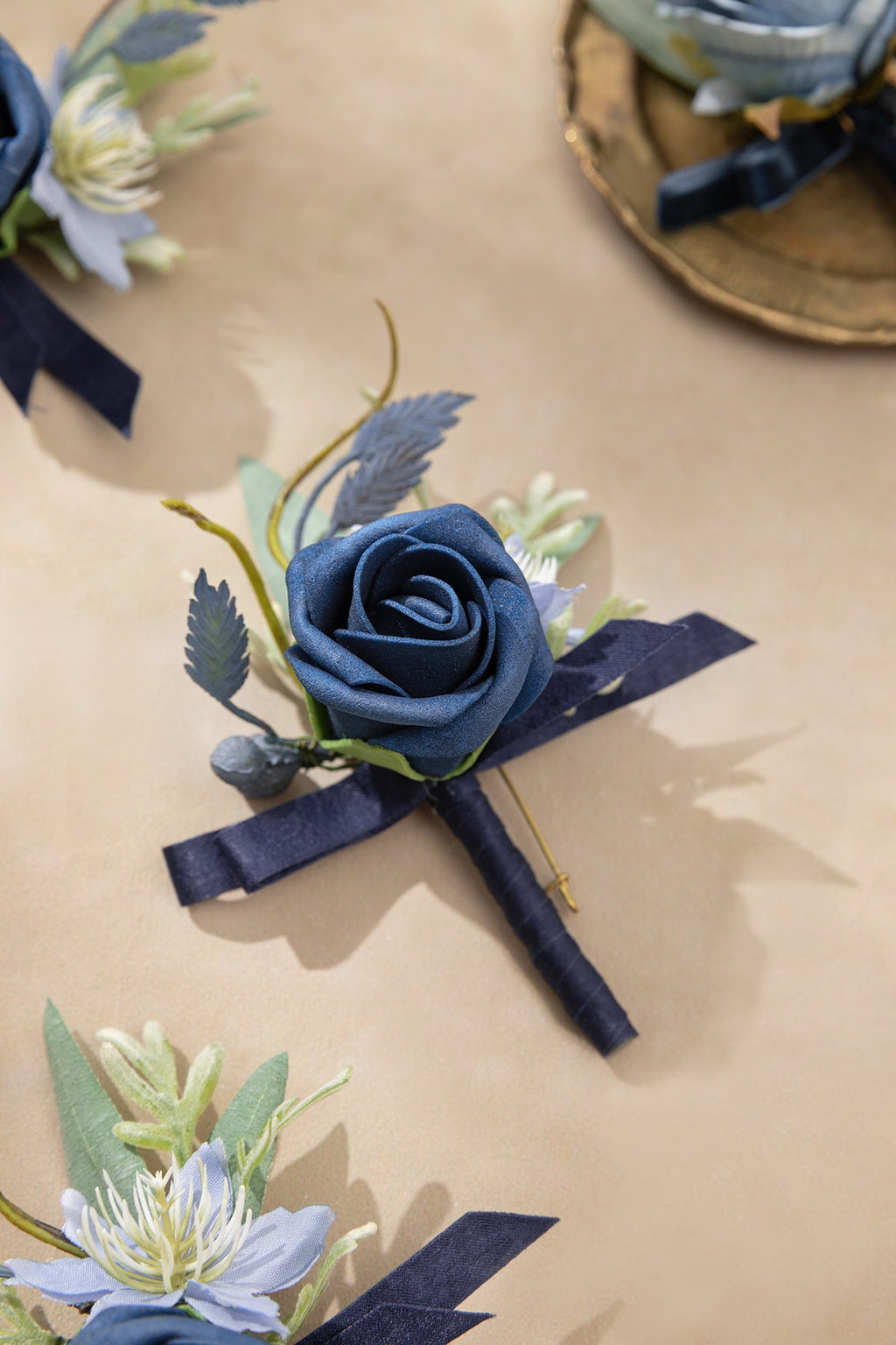 Boutonnieres in Dutch Blue & Navy Blue