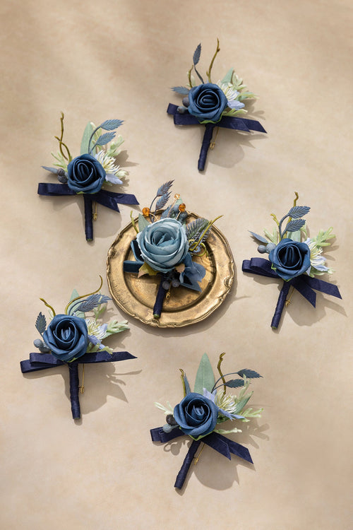 Boutonnieres in Dutch Blue & Navy Blue