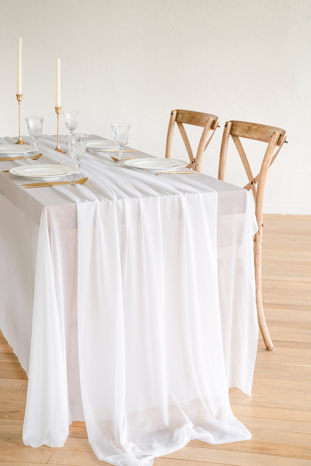 Romantic Sheer Table Runner 29" w x 14ft - Brilliant White