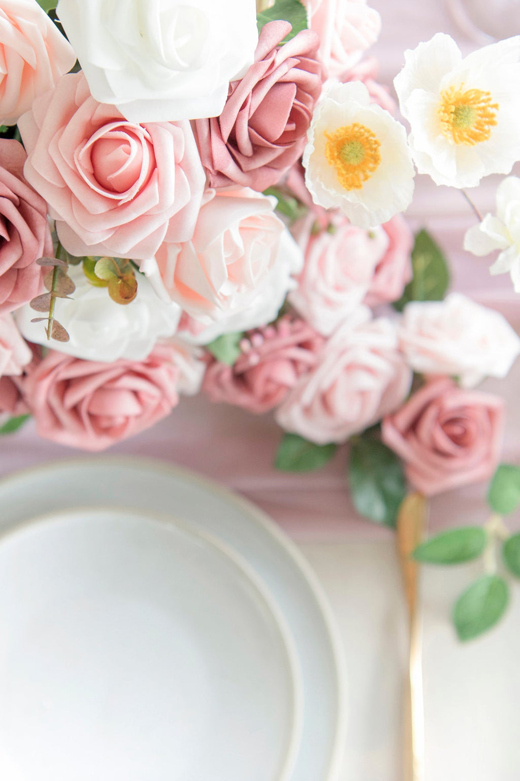 3" Foam Rose with Stem - Shades of Dusty Rose (25pcs)