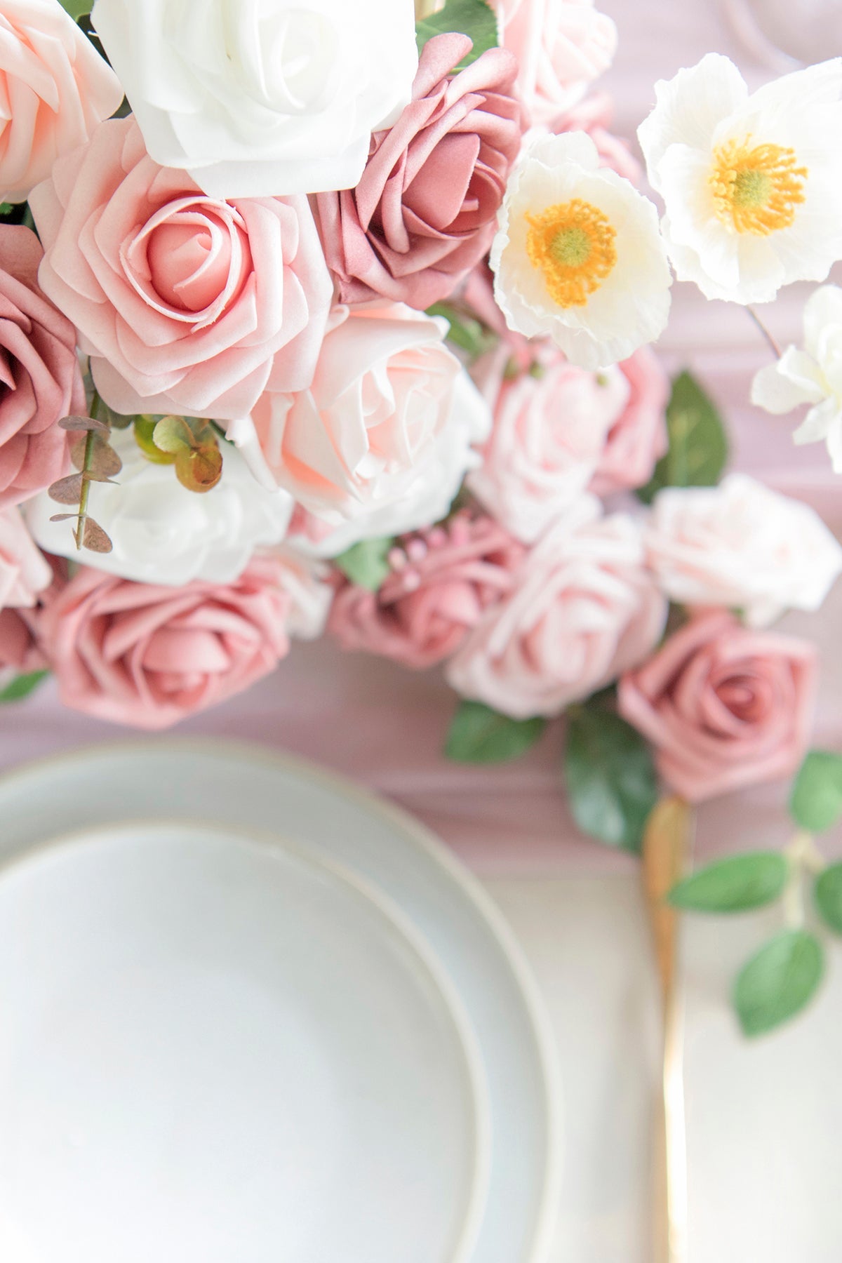 3" Foam Rose with Stem - Shades of Dusty Rose (25pcs)