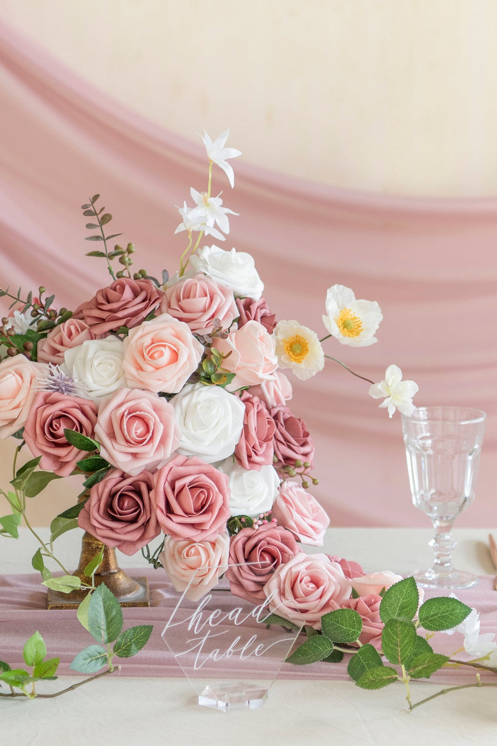 3" Foam Rose with Stem - Shades of Dusty Rose (25pcs)