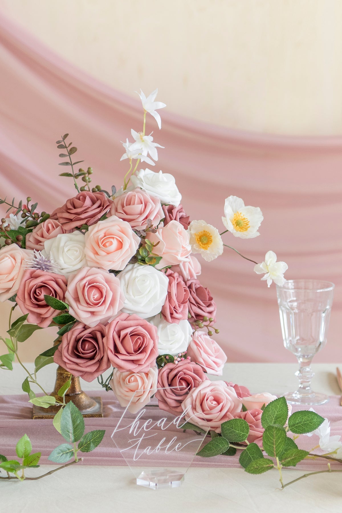3" Foam Rose with Stem - Shades of Dusty Rose (25pcs)