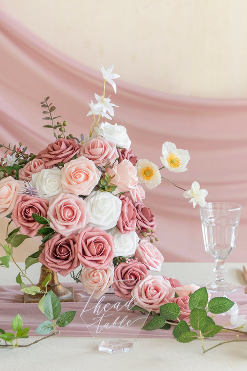 3" Foam Rose with Stem - Shades of Dusty Rose (25pcs)