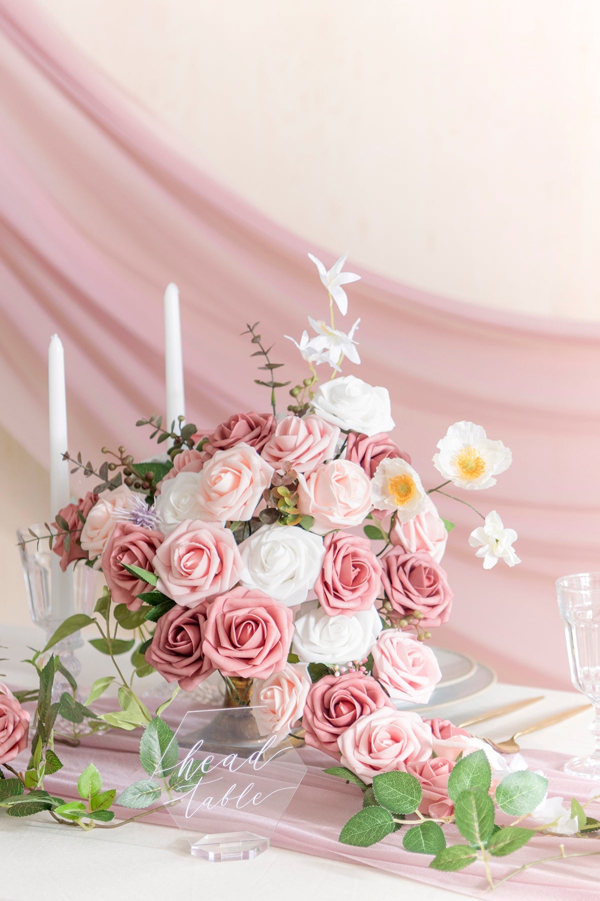 3" Foam Rose with Stem - Shades of Dusty Rose (25pcs)