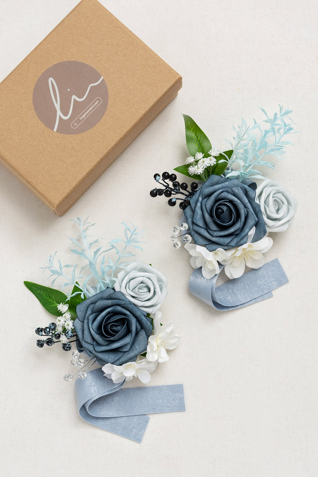 Wrist Corsages in Romantic Dusty Blue (Set of 2)丨Clearance