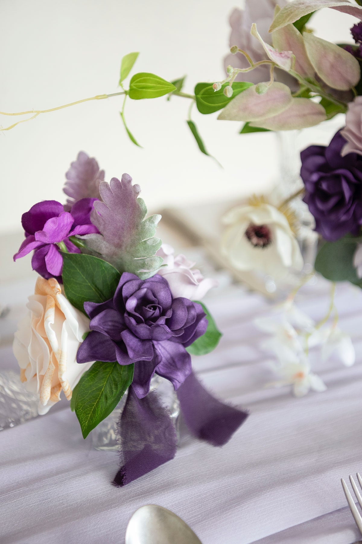 2.7" Foam Gardenia with Stem - Lilac & Purple（25pcs）