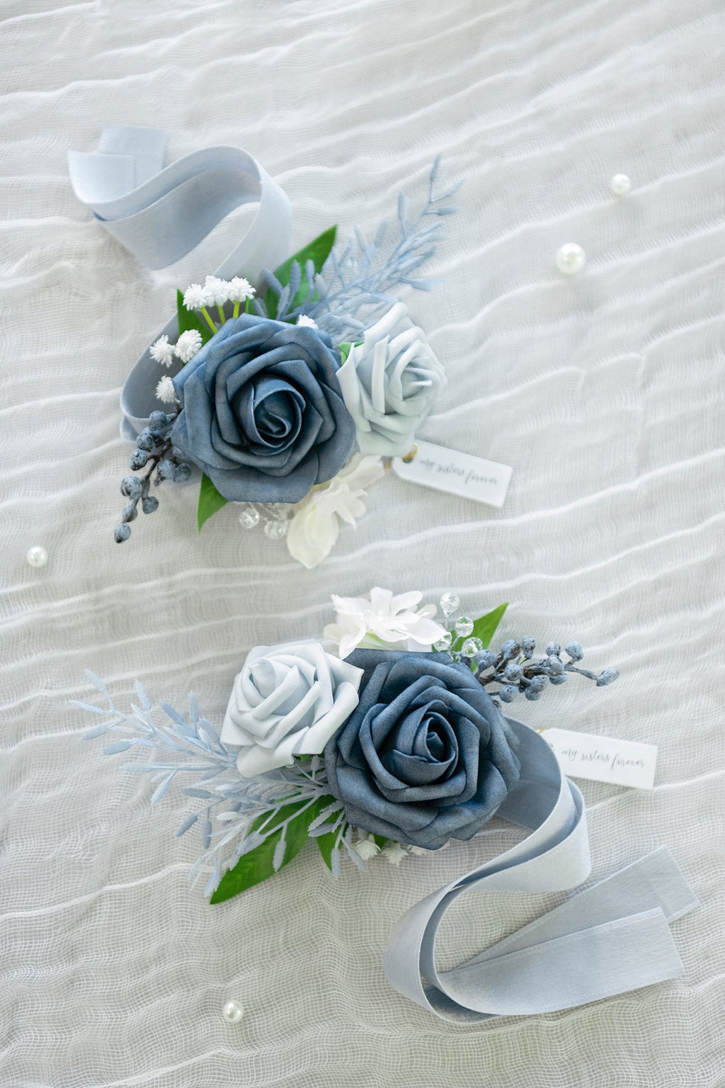 Wrist Corsages in Romantic Dusty Blue (Set of 2)丨Clearance