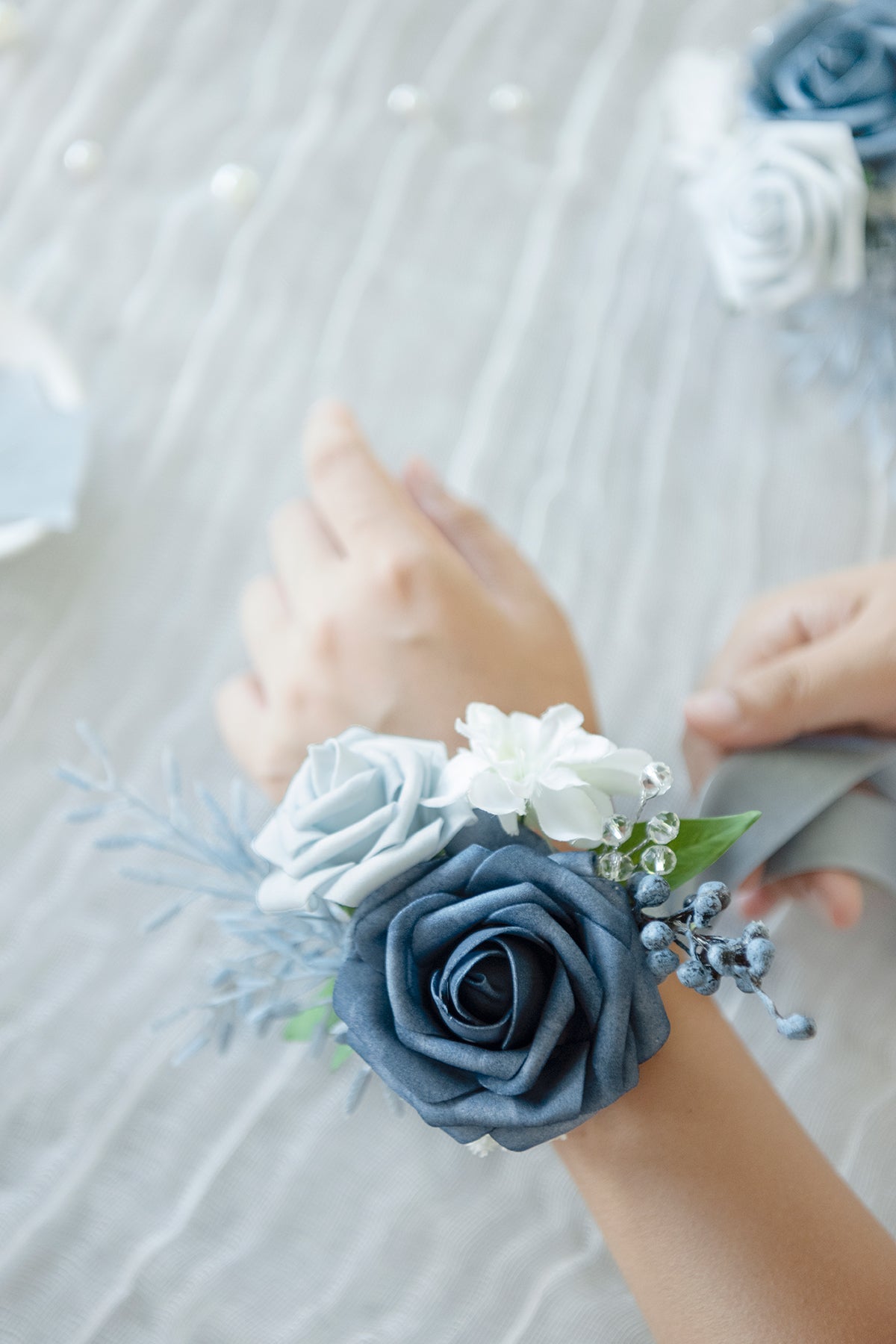 Wrist Corsages in Romantic Dusty Blue (Set of 2)丨Clearance