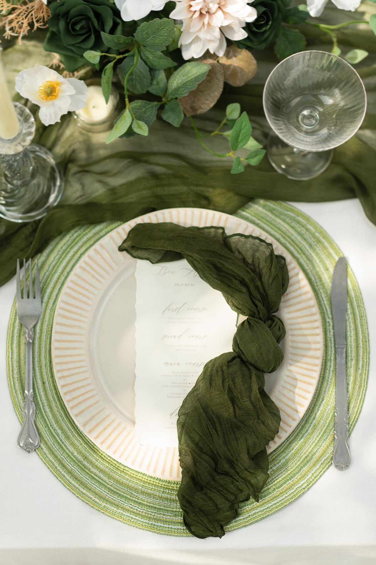 Cheesecloth Napkins & Table Runner Set for Reception