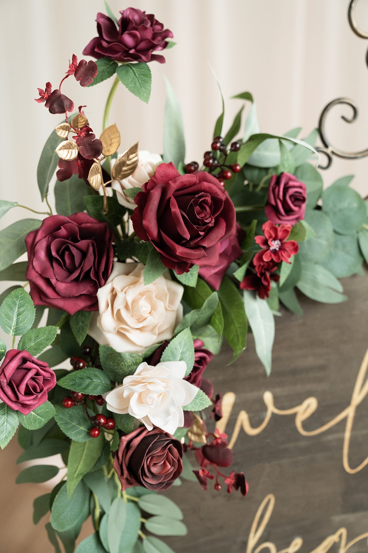 Combo Set Flower Sign Decor in Romantic Marsala丨Clearance