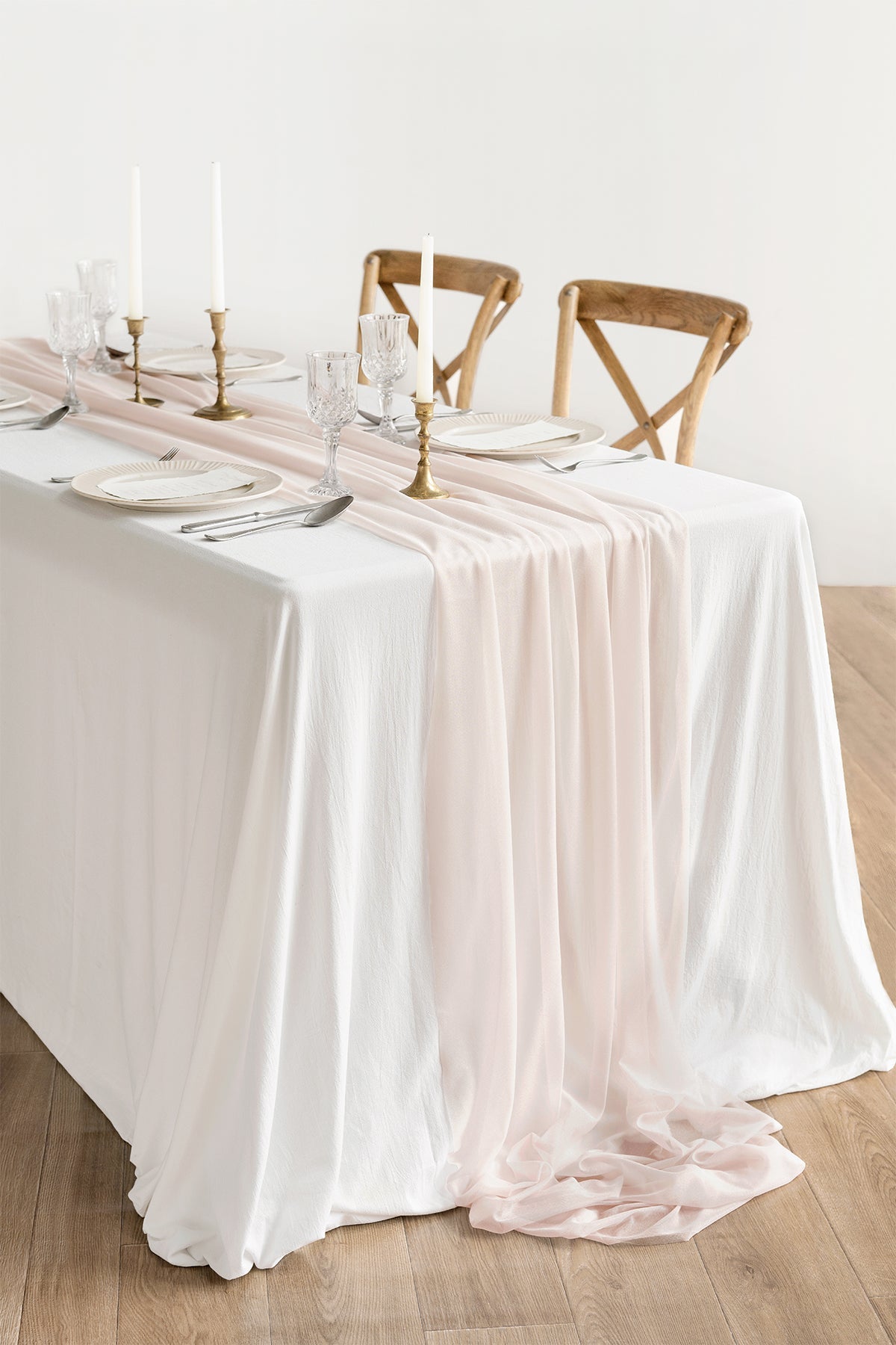 Table Linens in Sheer Blush (14ft)