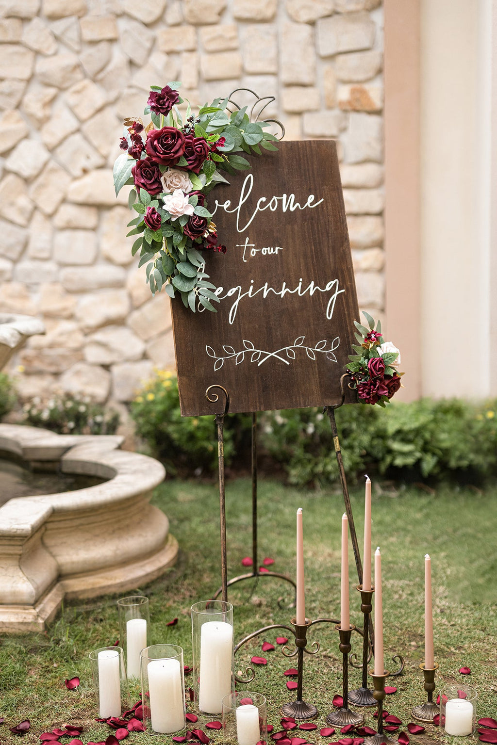 Combo Set Flower Sign Decor in Romantic Marsala丨Clearance