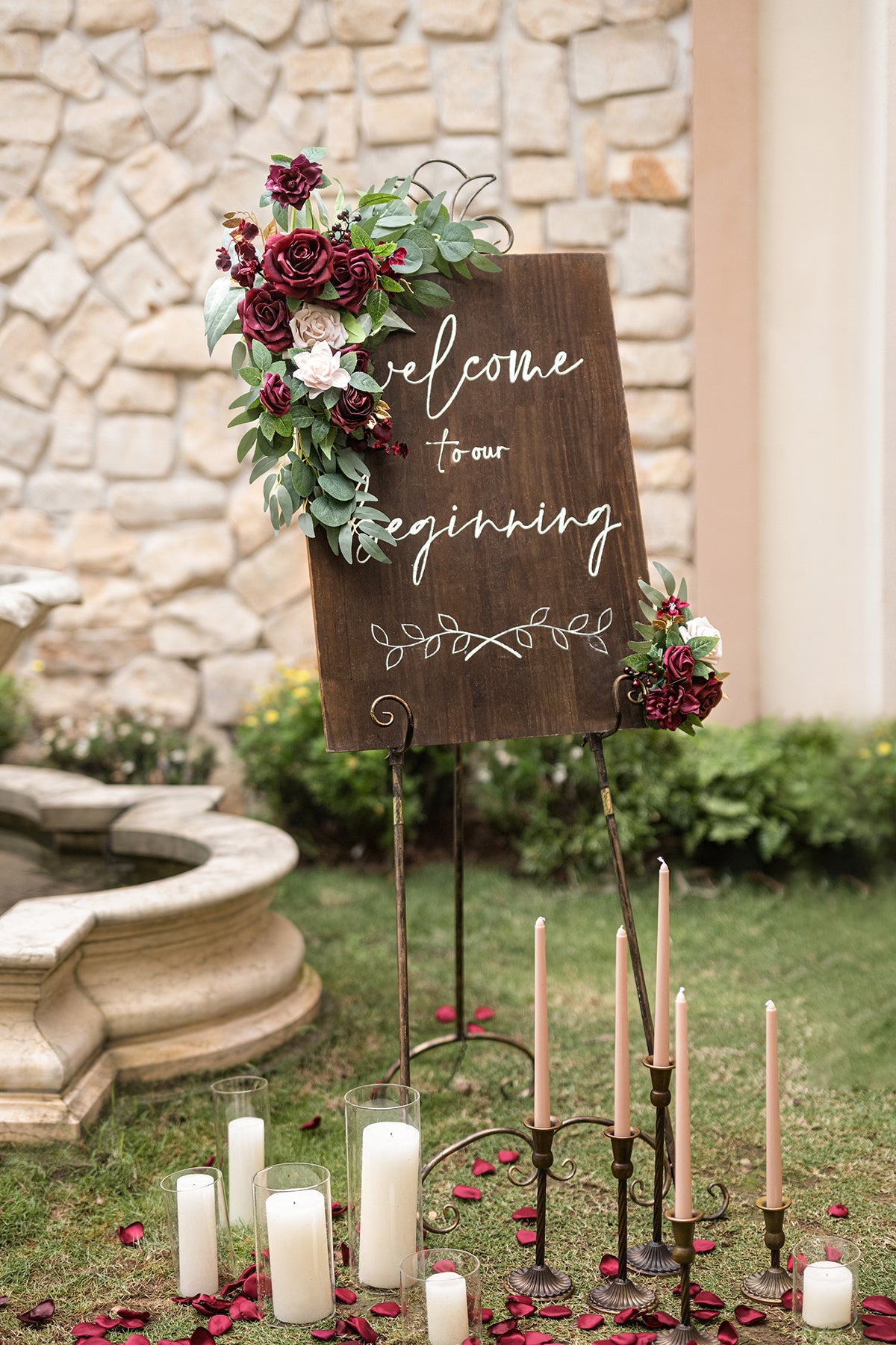 Combo Set Flower Sign Decor in Romantic Marsala丨Clearance