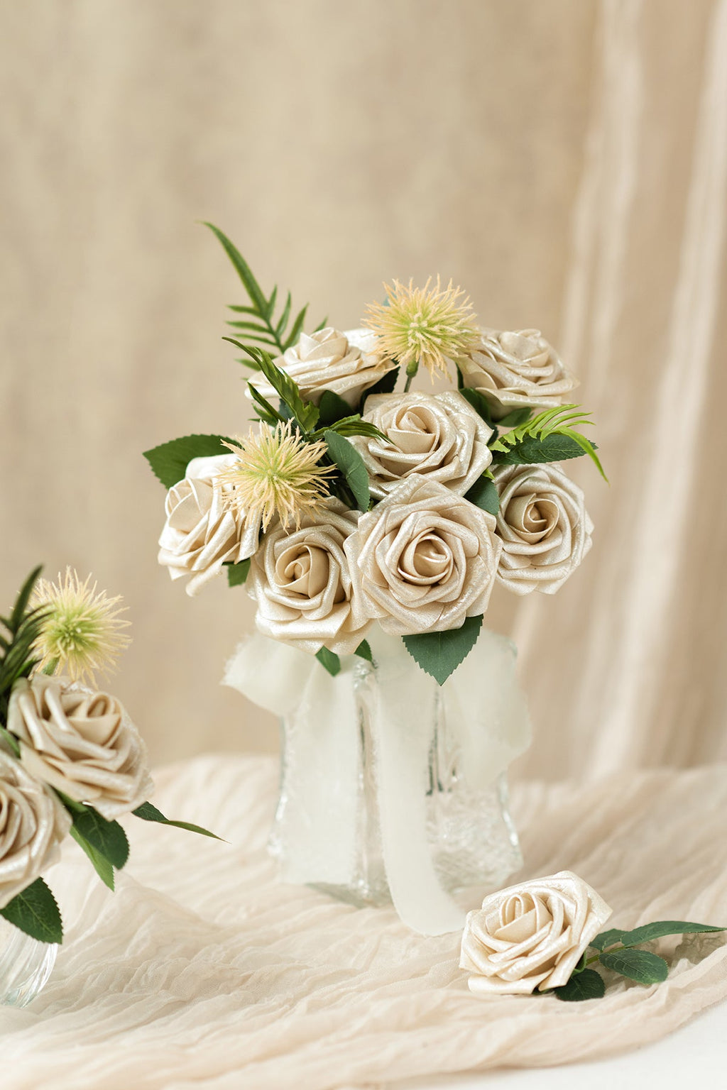 DIY Supporting Flower Boxes in Champagne Gold Rose