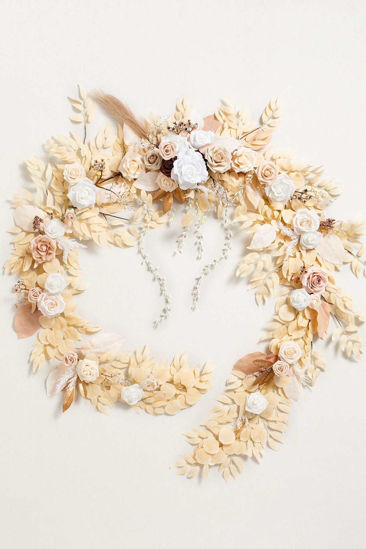 Flash Sale | 9ft Head Table Flower Garland in White & Beige丨Clearance