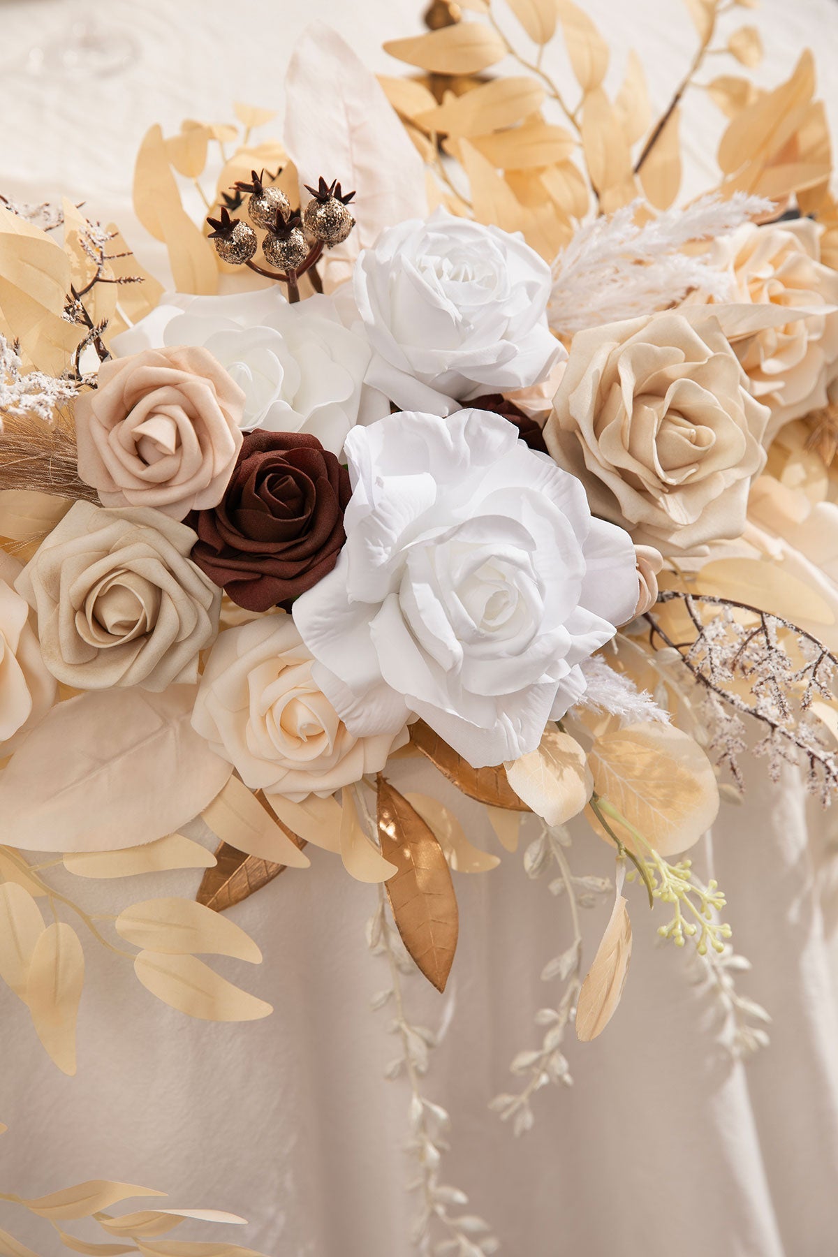 Flash Sale | 9ft Head Table Flower Garland in White & Beige丨Clearance