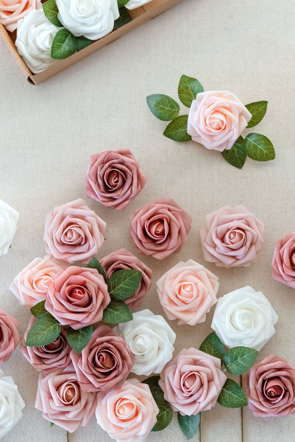 3" Foam Rose with Stem - Shades of Dusty Rose (25pcs)