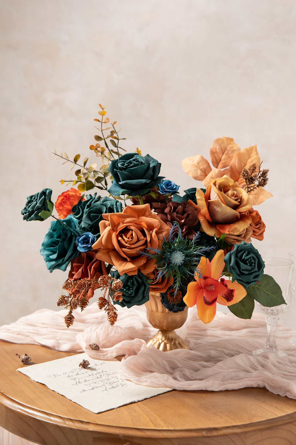 DIY Kits For Centerpieces in Teal Green & Burnt Orange