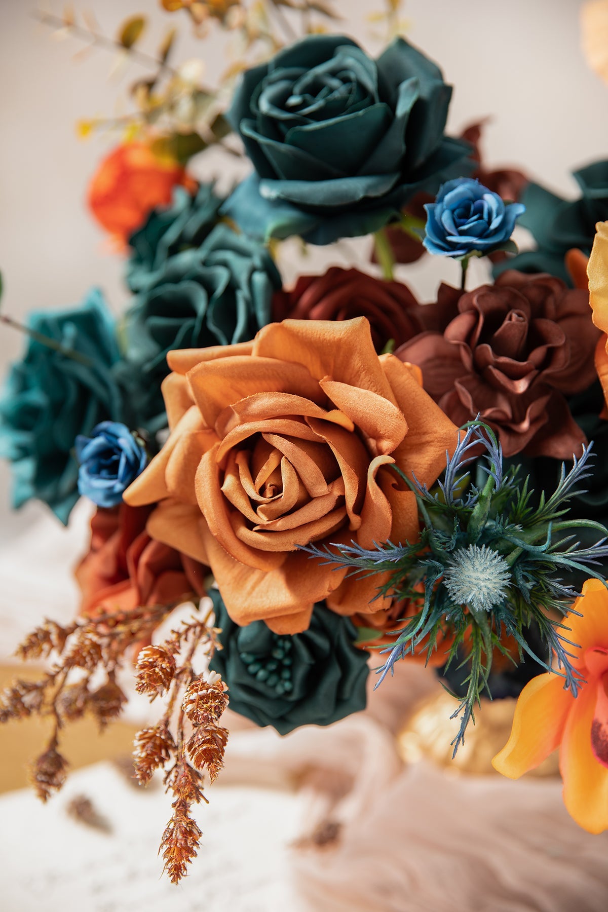 DIY Kits For Centerpieces in Teal Green & Burnt Orange