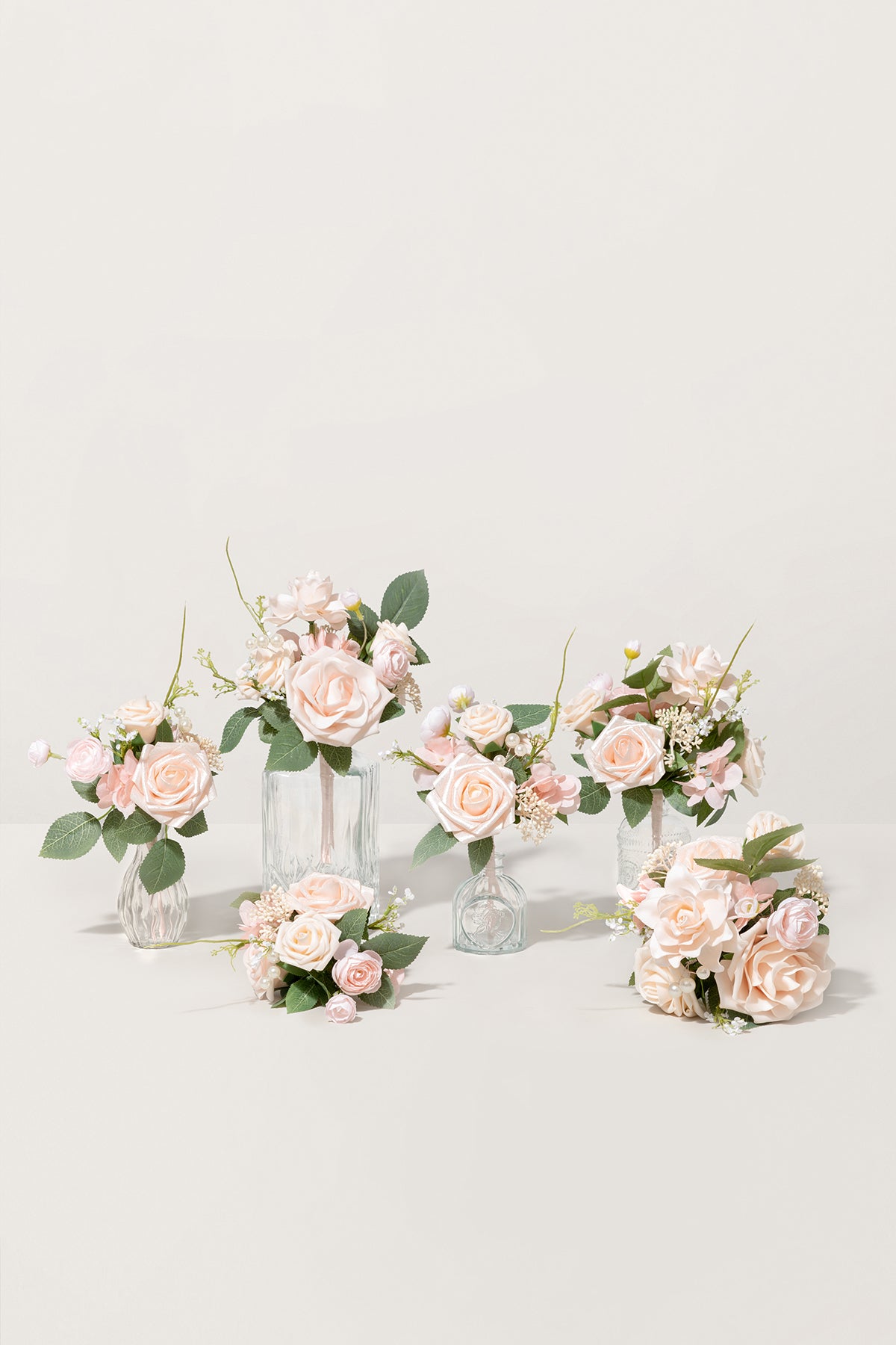Mini Premade Flower Centerpiece Set in Blush & Cream