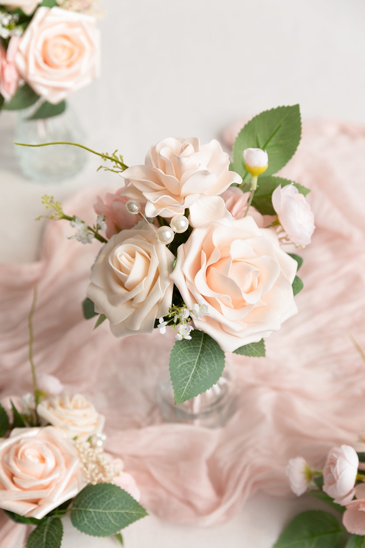 Mini Premade Flower Centerpiece Set in Blush & Cream