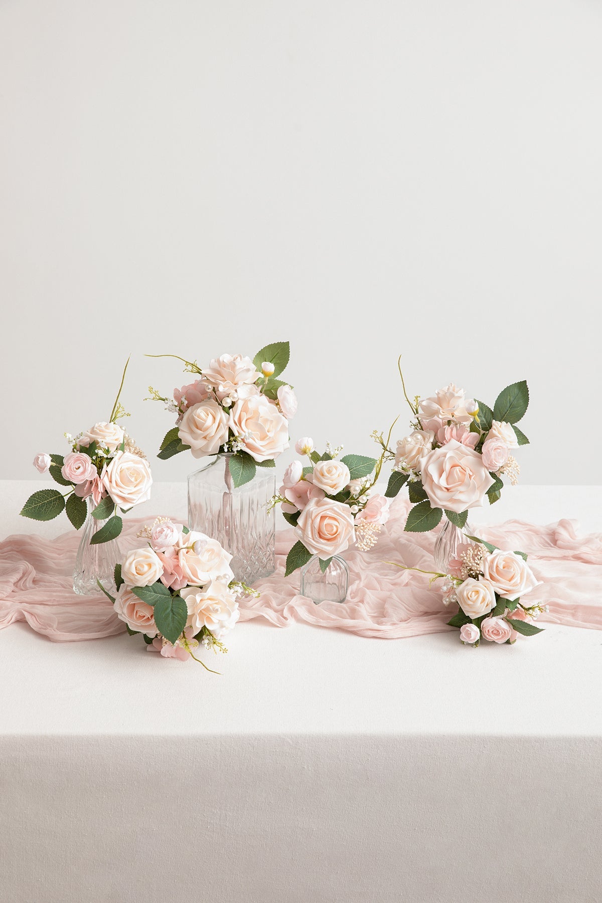 Mini Premade Flower Centerpiece Set in Blush & Cream