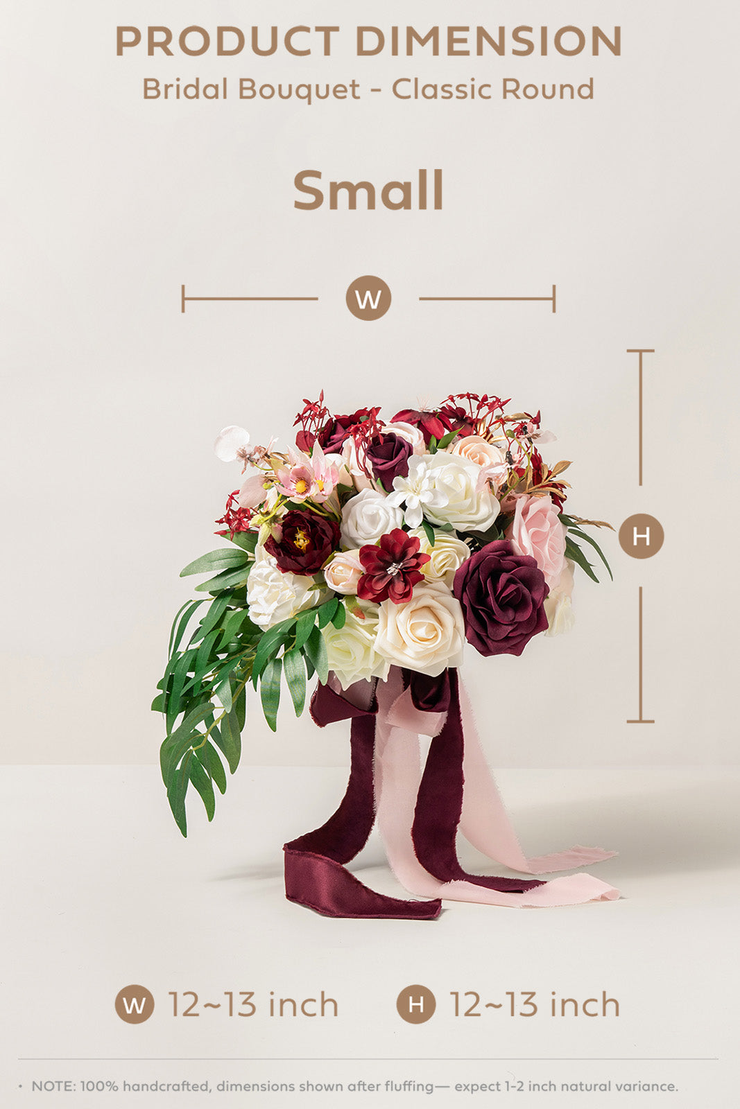 Small Cascade Bridal Bouquet in Romantic Marsala丨Clearance