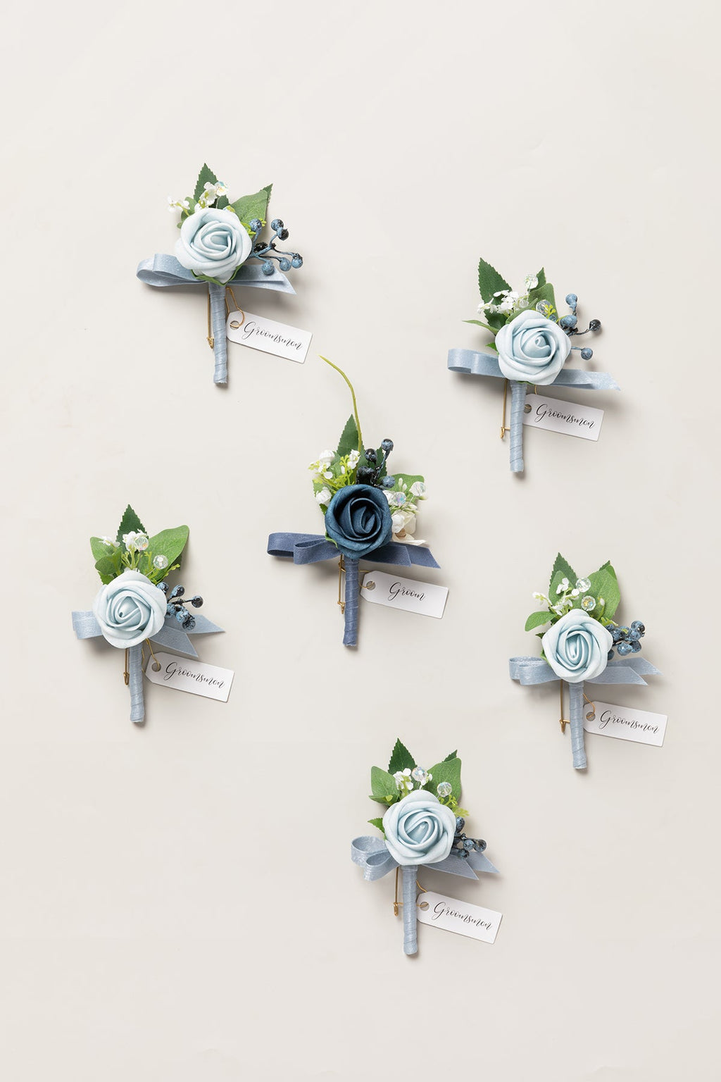Boutonnieres in Romantic Dusty Blue (Set of 6)