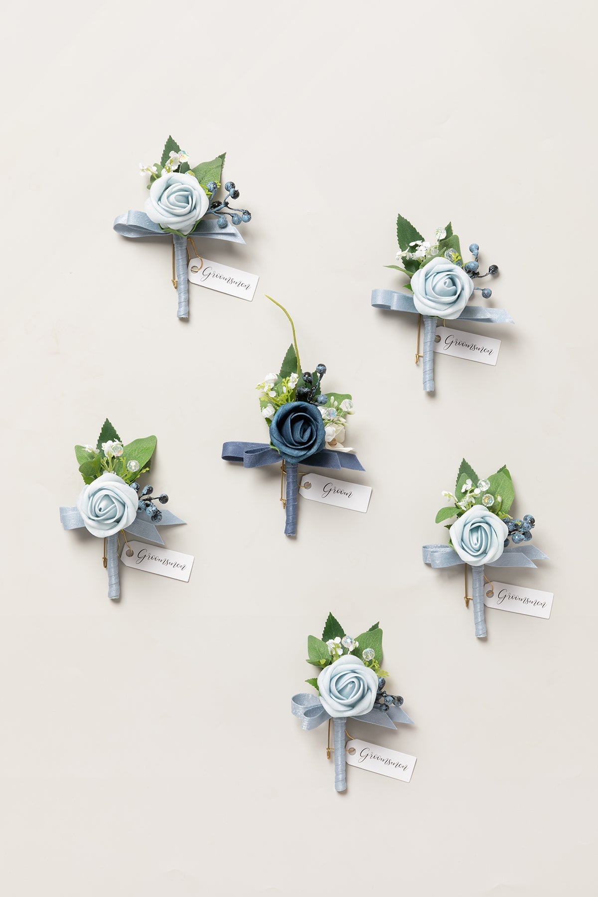 Boutonnieres in Romantic Dusty Blue (Set of 6)