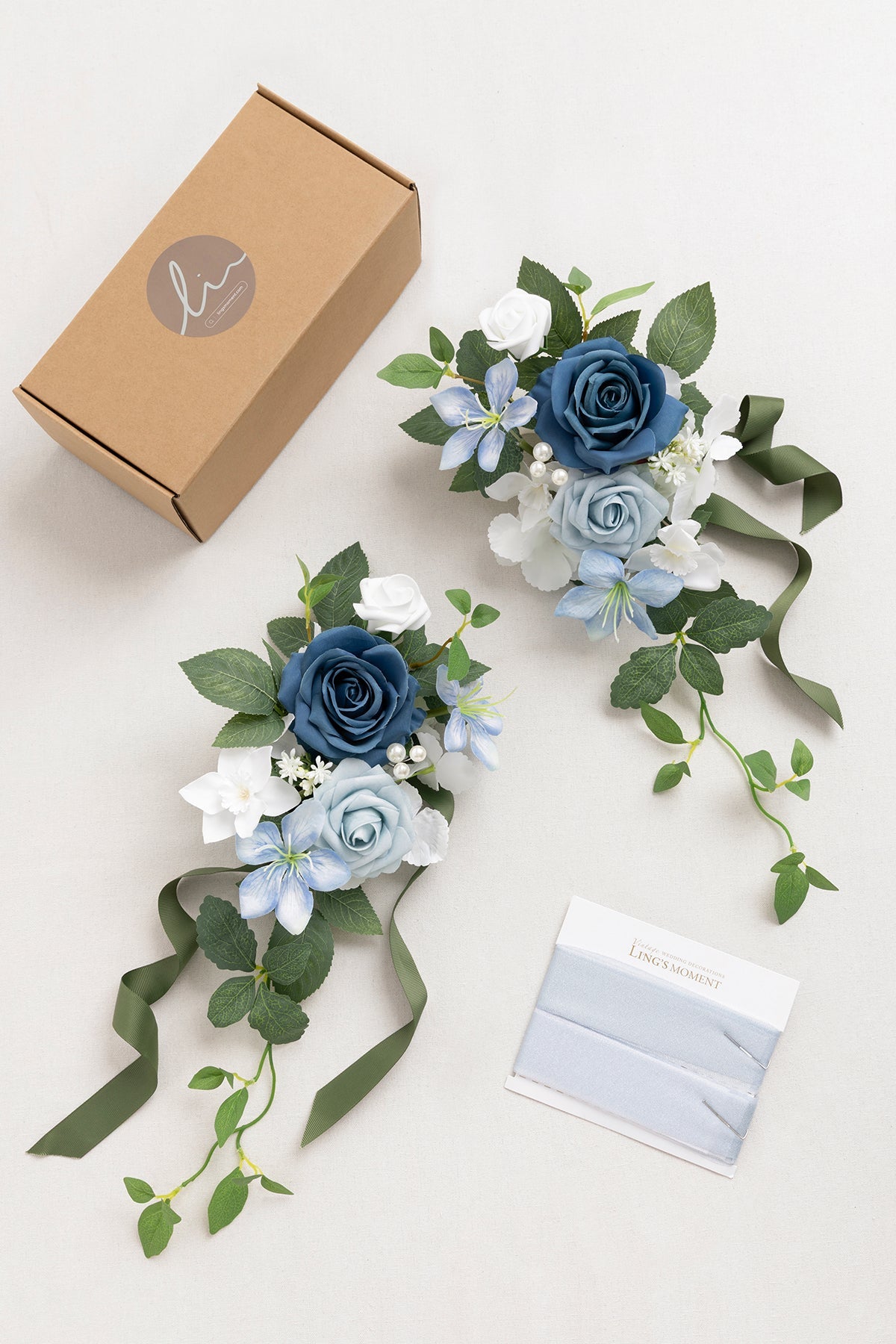 Wedding Aisle Decoration Pew Flowers in Dutch Blue & Powder Blue (Set of 2)丨Clearance