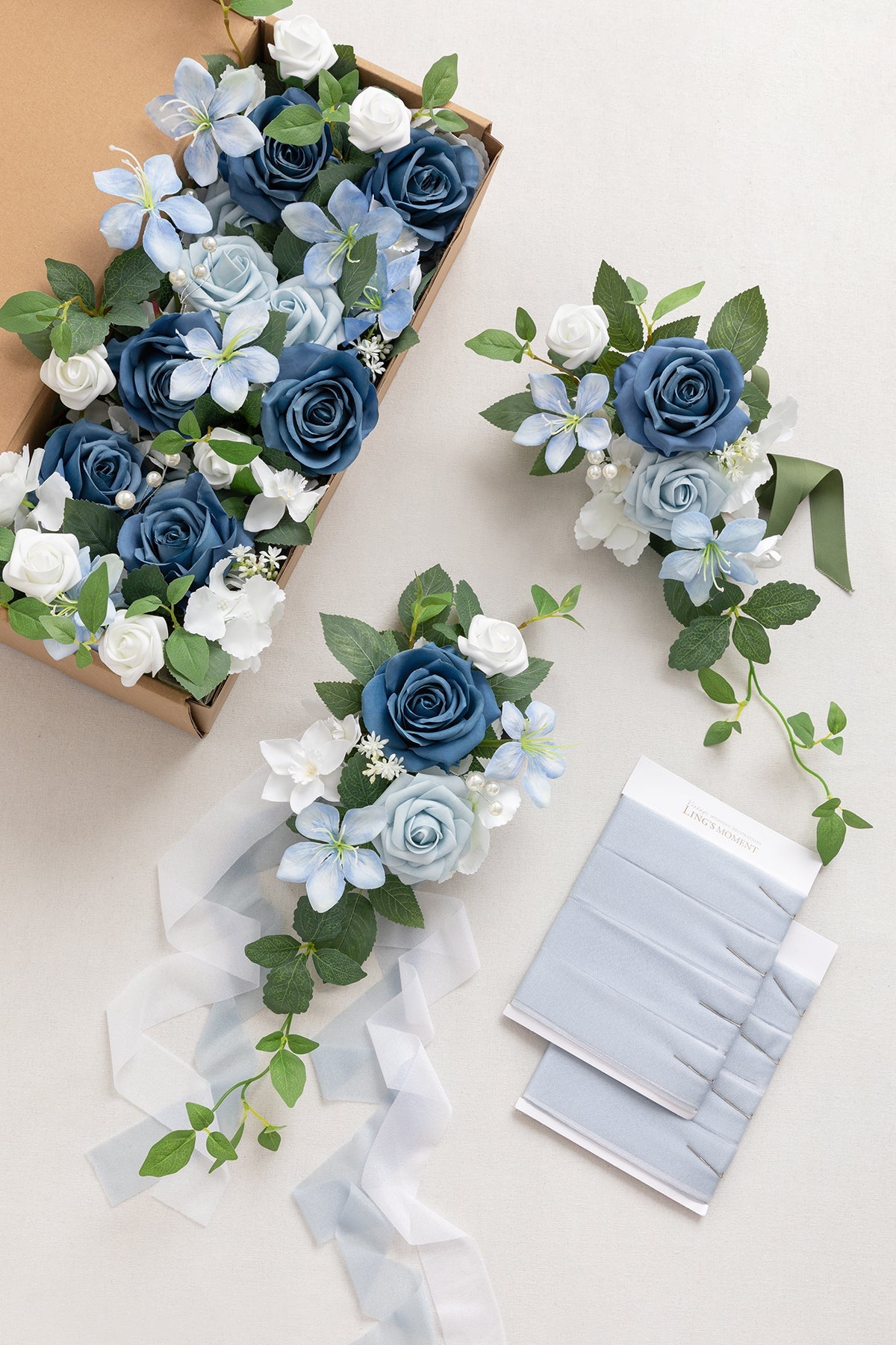 Wedding Aisle Decoration Pew Flowers in Dutch Blue & Powder Blue (Set of 8)丨Clearance