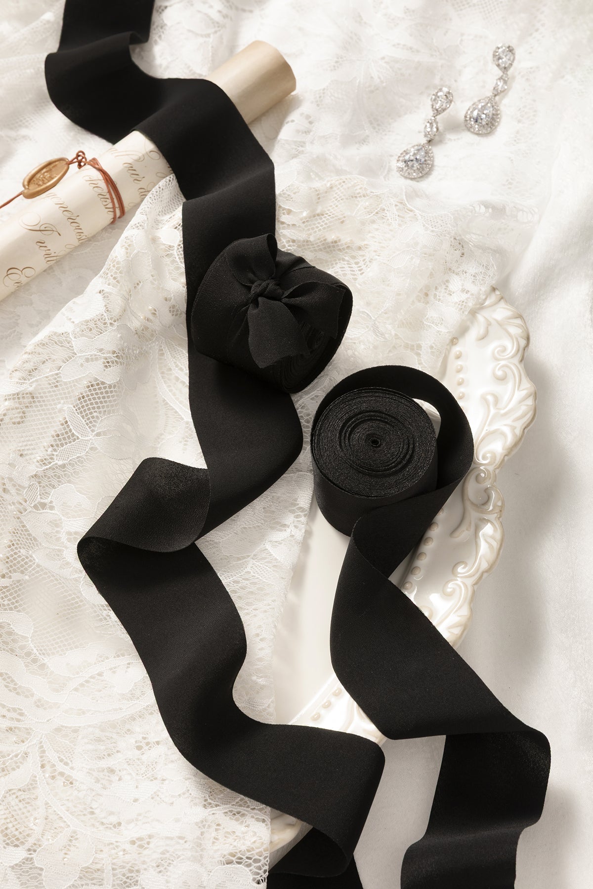 Matte Satin Ribbons 1.5" w x  20' h - Black (Set of 3)