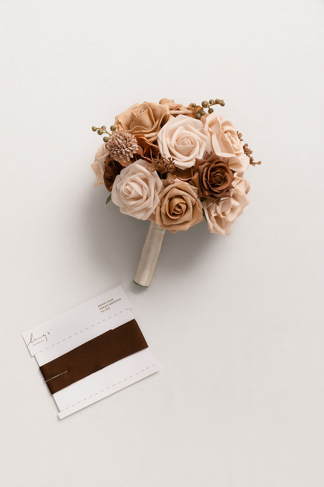 Round Bridesmaid Bouquets in Earth Brown & Sand Beige (Set of 1)