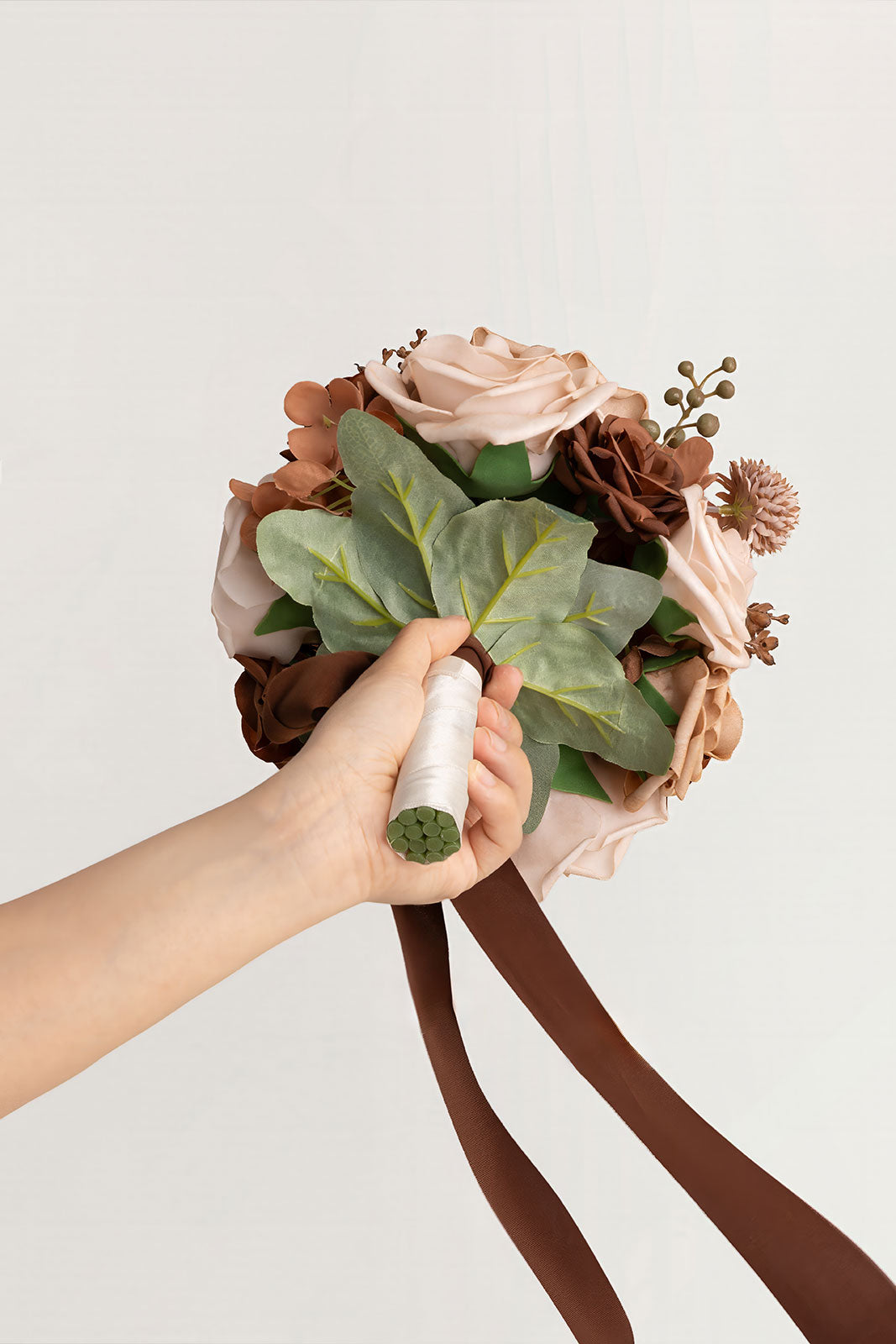 Round Bridesmaid Bouquets in Earth Brown & Sand Beige (Set of 1)
