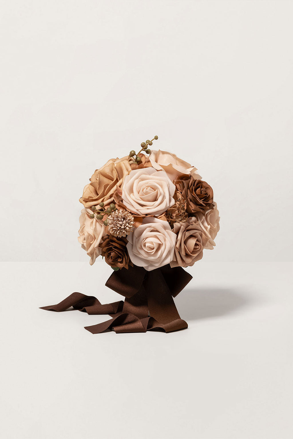 Round Bridesmaid Bouquets in Earth Brown & Sand Beige (Set of 4)