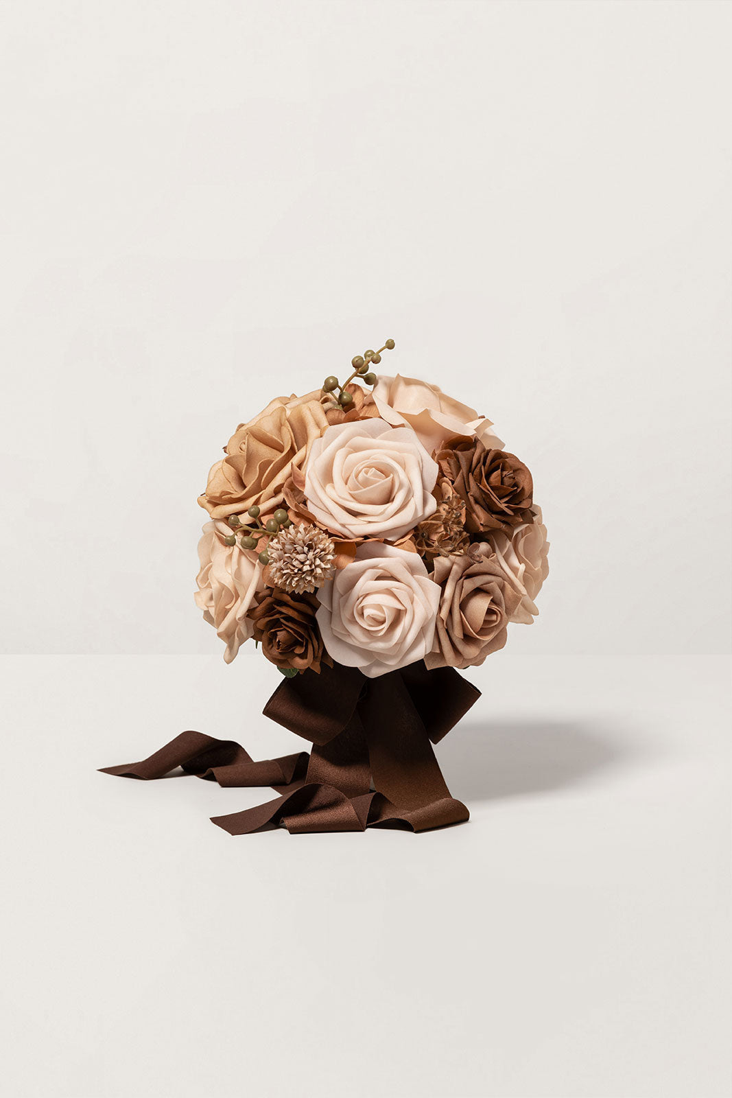 Round Bridesmaid Bouquets in Earth Brown & Sand Beige (Set of 4)