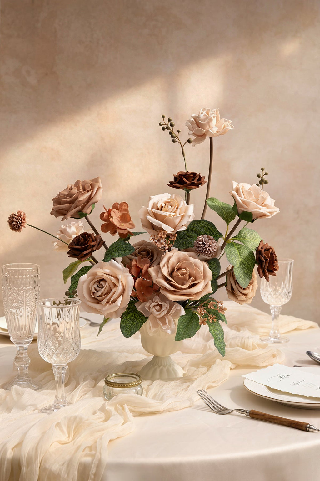 DIY Flower Box - Earth Brown & Sand Beige Roses（25pcs）