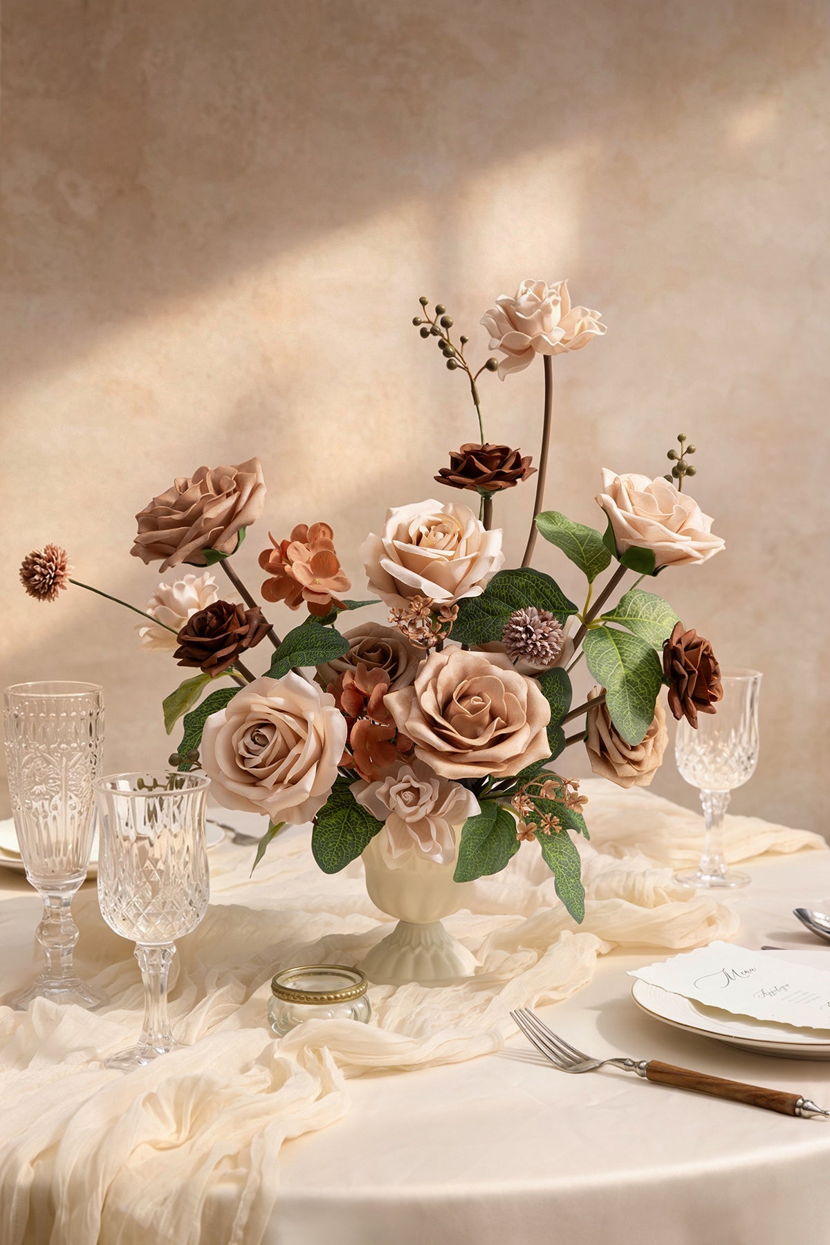 DIY Flower Box - Earth Brown & Sand Beige Roses（25pcs）